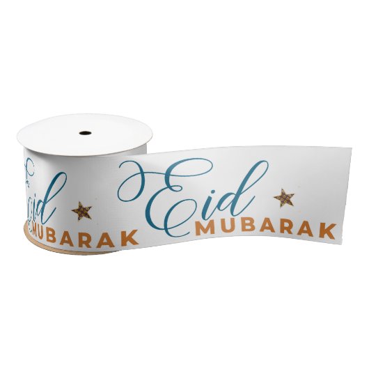 Eid Mubarak Kalligrafie Maan Islamitisch Satijnen Lint (Spoel)