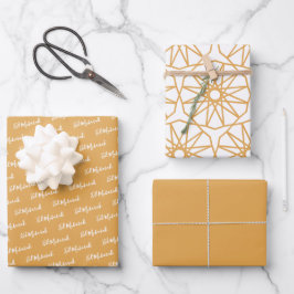 Eid Mubarak Kinder Geel Patrooncitaat Witte Tekst Inpakpapier Vel