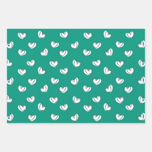 Eid Mubarak Kinder Green Star Hearts Pattern Quote Inpakpapier Vel (Voorkant 2)