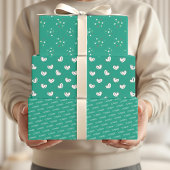 Eid Mubarak Kinder Green Star Hearts Pattern Quote Inpakpapier Vel