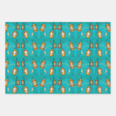 Eid Mubarak Kinder Maan en Lantaarn Blauwgroen Inpakpapier Vel (Voorkant)
