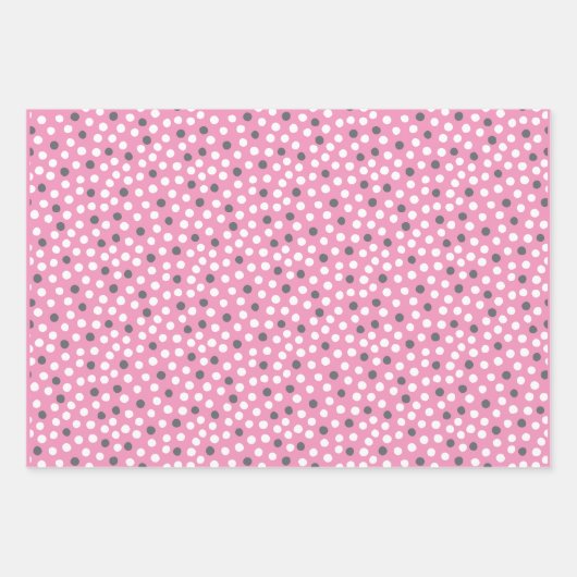 Eid Mubarak Kinder Pink Grey Star Stippen Pattern  Inpakpapier Vel (Voorkant 2)