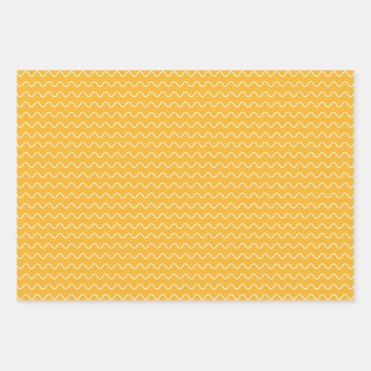 Eid Mubarak Kinder Yellow Star Wavy Pattern Quote Inpakpapier Vel (Voorkant 3)