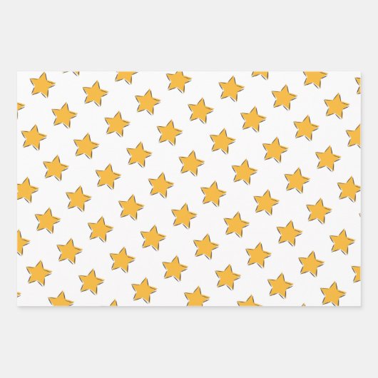 Eid Mubarak Kinder Yellow Star Wavy Pattern Quote Inpakpapier Vel (Voorkant 2)