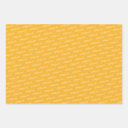 Eid Mubarak Kinder Yellow Star Wavy Pattern Quote Inpakpapier Vel (Voorkant)