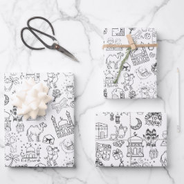Eid Mubarak Kleurpapier Verpakkingsvellen Set x3 Inpakpapier Vel