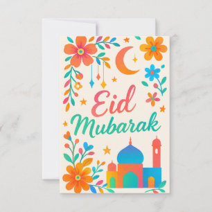 Eid Mubarak - Kleurrijk voor Kinderen Moskee Bloem Kaart