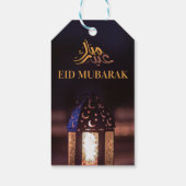 Eid Mubarak Lantern Glow Arabic Calligraphy Art Cadeaulabel (Achterkant)