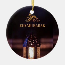 Eid Mubarak Lantern Glow Arabic Calligraphy Art Keramisch Ornament