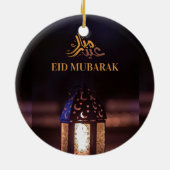 Eid Mubarak Lantern Glow Arabic Calligraphy Art Keramisch Ornament (Achterkant)