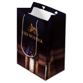 Eid Mubarak Lantern Glow Arabic Calligraphy Art Medium Cadeauzakje (Voorkant Gekanteld)