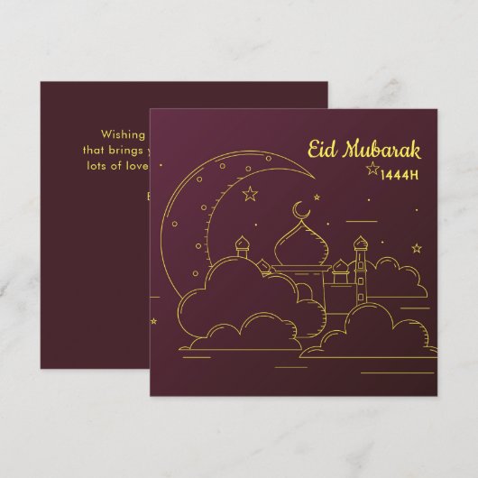Eid Mubarak Line art Feestdagenkaart (Voorkant / Achterkant)