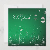 Eid Mubarak Line Art Moskee Feestdagenkaart (Voorkant)