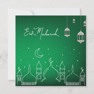 Eid Mubarak Line Art Moskee Feestdagenkaart