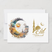 Eid Mubarak Maan en Zon fantasie Eid Groet Feestdagenkaart (Voorkant)