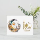 Eid Mubarak Maan en Zon fantasie Eid Groet Feestdagenkaart (Staand voorkant)