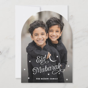 Eid Mubarak maan sterren witte overlay foto Feestdagenkaart