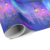 Eid Mubarak Magic Arabian Nights Crescent Blue Art Cadeaupapier (Rol Hoek)