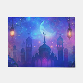 Eid Mubarak Magic Arabian Nights Crescent Blue Art Deurmat