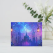 Eid Mubarak Magic Arabian Nights Halve kleuren Briefkaart (Staand voorkant)