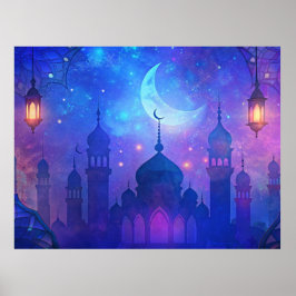 Eid Mubarak Magic Arabian Nights Halve kleuren Poster