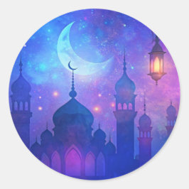 Eid Mubarak Magic Arabian Nights Halve kleuren Ronde Sticker