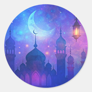 Eid Mubarak Magic Arabian Nights Halve kleuren Ronde Sticker