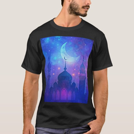 Eid Mubarak Magic Arabian Nights Halve kleuren T-shirt (Voorkant)