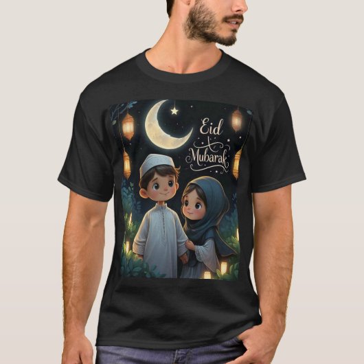 Eid Mubarak Mannen Illustratie TShirt Design (Voorkant)