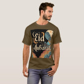 Eid Mubarak Mannen T-shirt met elegante moskee (Voorkant volledig)