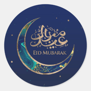 Eid Mubarak - Marmer en Goud Ronde Sticker