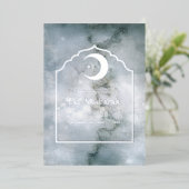 Eid Mubarak marmeren zilverfolie feestkaart Folie Feestdagenkaart (Staand Voorkant)