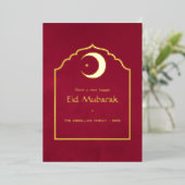Eid Mubarak Marsala Red en Gold Folie Feestdagenkaart (Staand Voorkant)