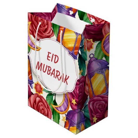 Eid Mubarak Medium Cadeauzakje (Achterkant Gekanteld)