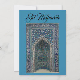 Eid Mubarak mihrab kaart blauwgroen blauwe achterg