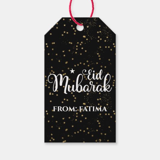 Eid Mubarak Modern Black Eid Gift Label Cadeaulabel (Voorkant)