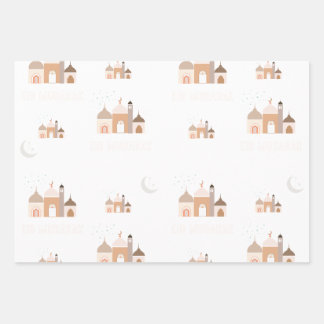 Eid Mubarak Modern inpakpapier Set van 3 Vel