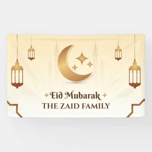 Eid Mubarak Modern Spandoek (Horizontaal)