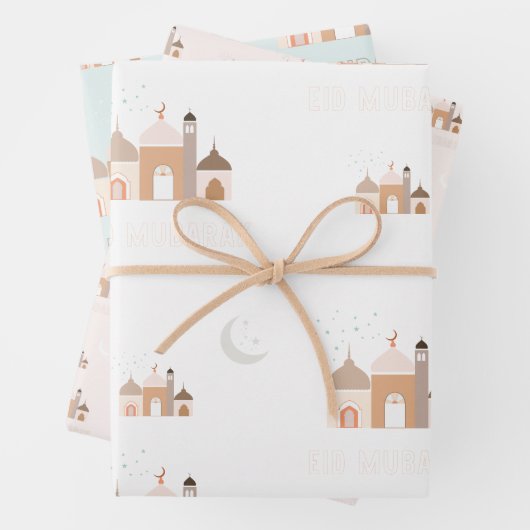 Eid Mubarak Modern Wrapping Paper Set of 3 (In situ)