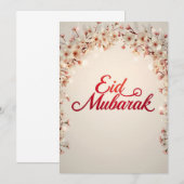 Eid mubarak moderne bloemengroetkaart kaart (Voorkant / Achterkant)