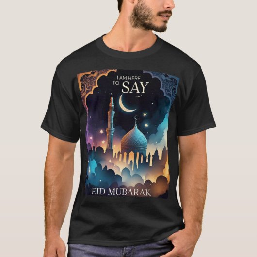 Eid Mubarak Moskee & Halve Maan Mannen T-shirt (Voorkant)