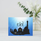 Eid Mubarak-moskee met Typografie Briefkaart (Staand voorkant)