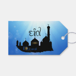 Eid Mubarak-moskee met Typografie Cadeaulabel