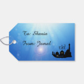 Eid Mubarak-moskee met Typografie Cadeaulabel (Achterkant Horizontaal)