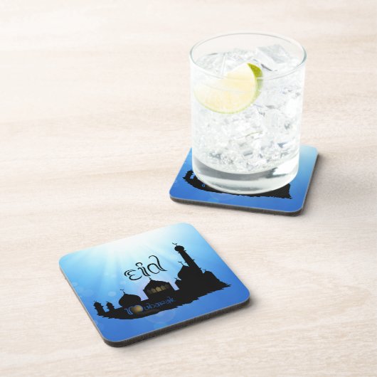 Eid Mubarak-moskee met Typografie Drankjes Onderzetter (Rechterzijde)