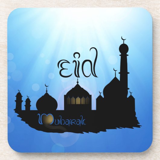 Eid Mubarak-moskee met Typografie Drankjes Onderzetter (Voorkant)