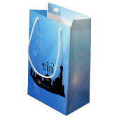 Eid Mubarak-moskee met Typografie Klein Cadeauzakje (Achterkant Gekanteld)