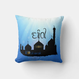 Eid Mubarak-moskee met Typografie Kussen