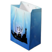 Eid Mubarak-moskee met Typografie Medium Cadeauzakje (Achterkant Gekanteld)