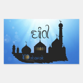 Eid Mubarak-moskee met Typografie Rechthoekige Sticker